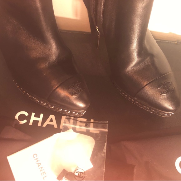 4” Heel Calf High Lamb Chanel Boots - Picture 3 of 7